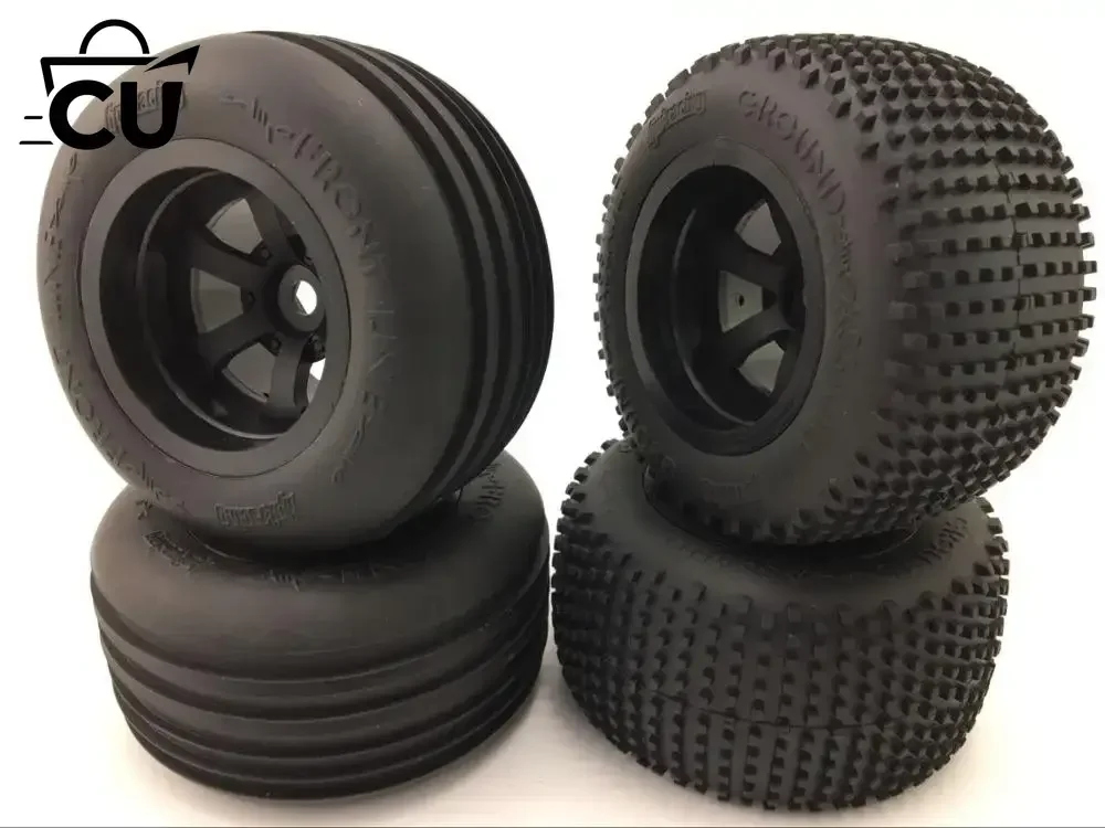 Original HPI 1/10 Racing Truck short course car silver black wheel tire set  4pcs