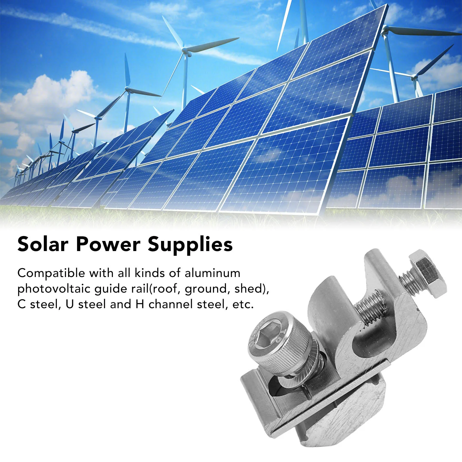 NEW 10Pcs Solar Mounting System Grounding Clip Lug Bracket Clamps Photovoltaic Support Parts image 3