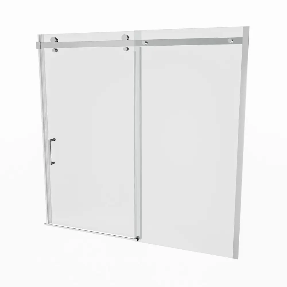 

56-60 Inch Sliding Bathtub Door Semi-Frameless Tempered Glass Rustproof Chrome Hardware Easy Install