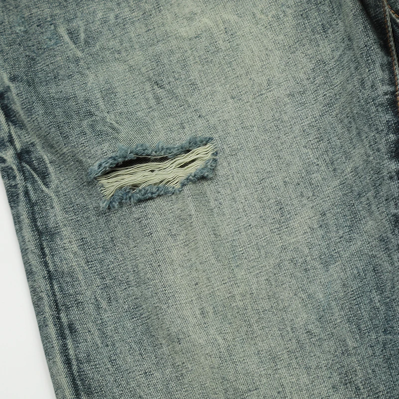 UPRAKF Ripped Jeans Streetwear Basic Pants High Street Autumn Casual Blue Pocket Denim Fashion Summer