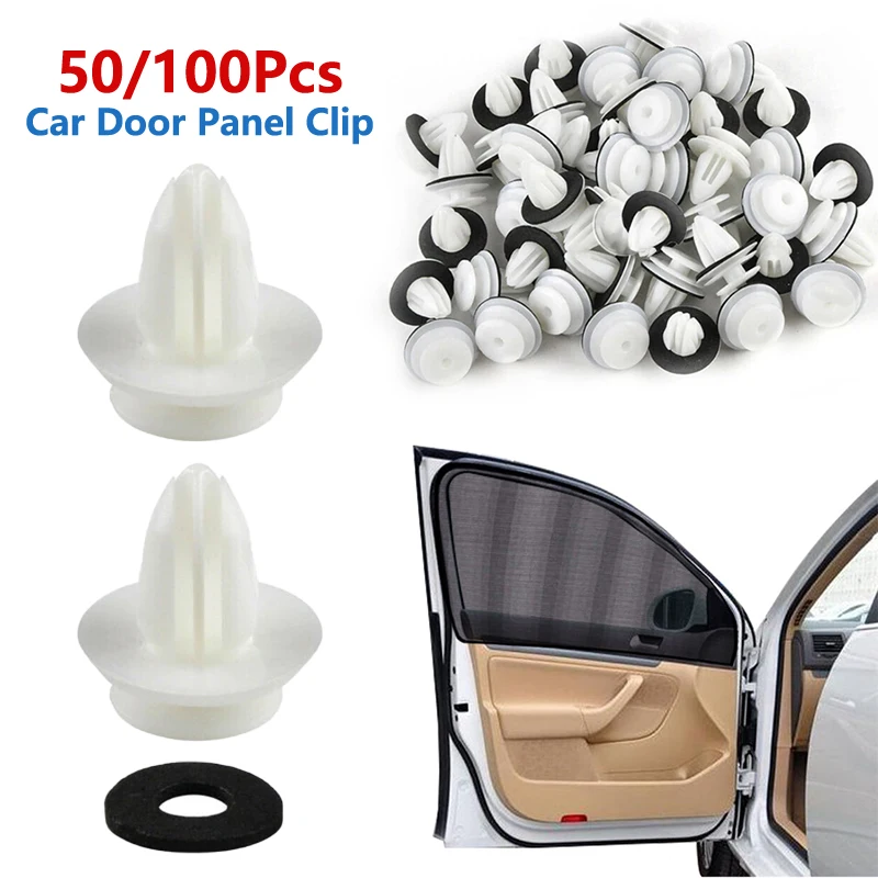 New 50/100Pcs Car Door Panel Clip W Sealing Ring Auto Retainer Fastener Bumper Push Pin Rivet Board Clip