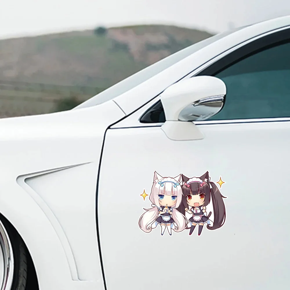 Chocolate and Vanilla Nekopara Car Stickers Cute Anime Theme Decals Vinyl For Body,Fuel Tank Cap,Windows,Bumper,Windshield,Doors view 5