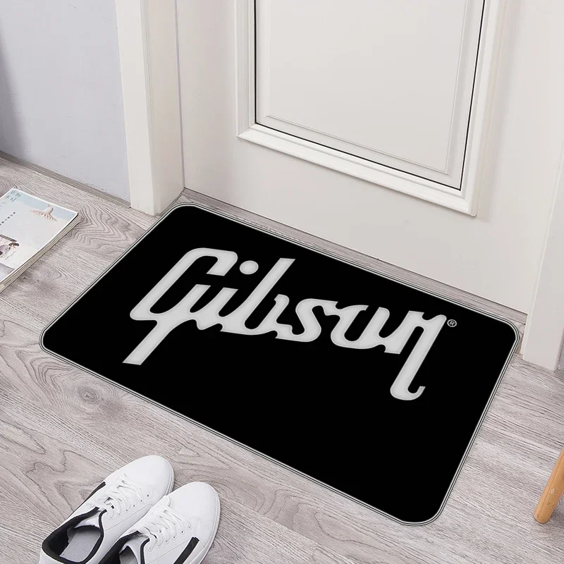 Logo Non-slip Carpet Gibson Guitar Brand Doormat Entrance Door Rug Balcony Kitchen Absorbent Mat Room Mats Foot Washable Carpets