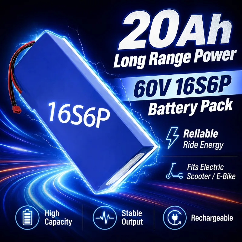 18650 60V 16S6P 20ah Battery Pack Lithium Portable Energy Storage Power Scooter Electric Vehicle Stable Charging Battery