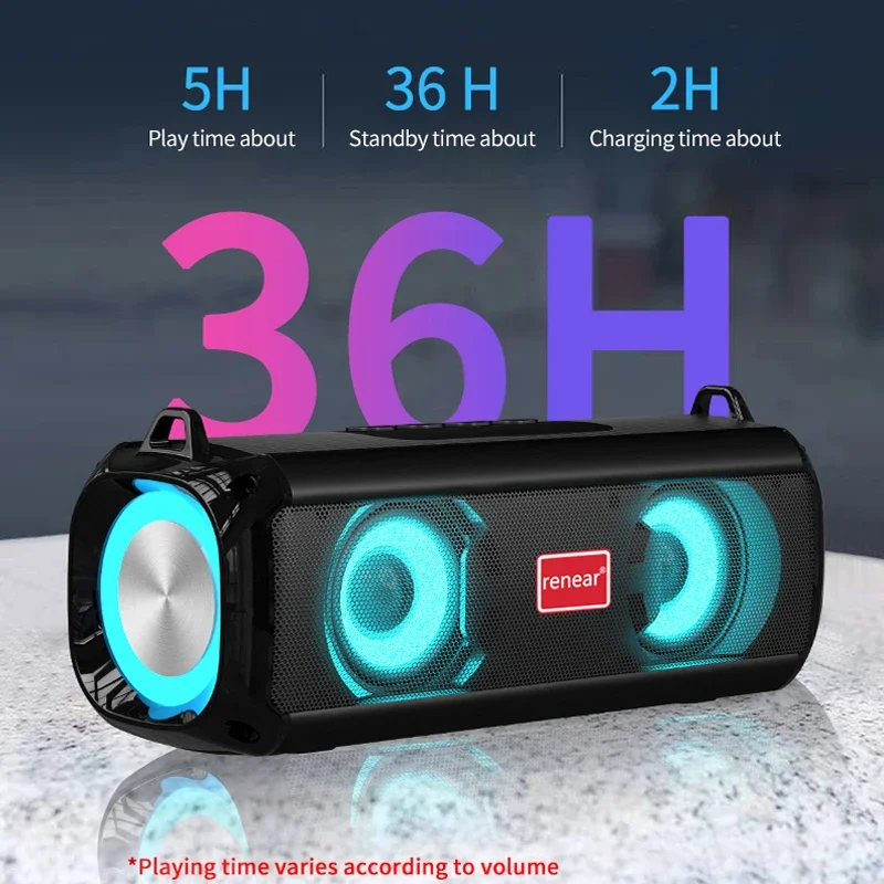 Portable RGB Lights Bluetooth Powerful Speaker S22 Wireless HiFi High Quality Subwoofer Loudspeaker Music Player Mic Waterproof