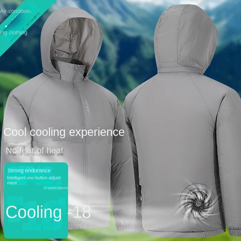 Fan clothing for cooling and heat dissipation, skin clothing, hooded and detachable fishing clothing, sun protection clothing, w