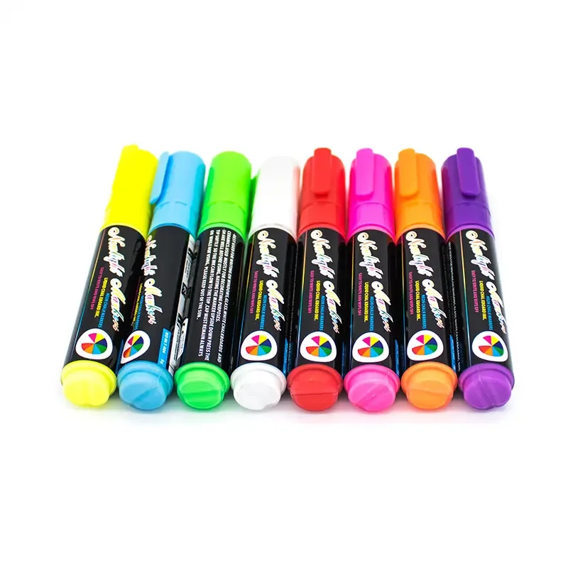 Glow In The Dark Ink Pen 8 Mm Big Whiteboard Marker Liquid Chalk Marker Fluorescent Pen With Logo