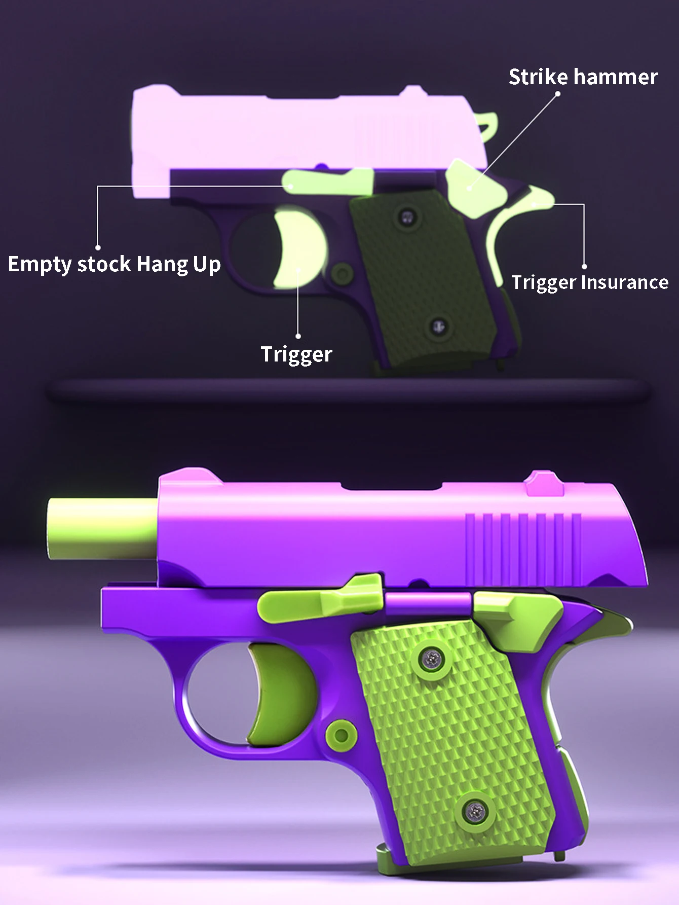 Mini M1911 - Collegamento meccanico - Recoil automatico - Pistola giocattolo di decompressione Modelli di pistola giocattolo Fidget non lanciabili