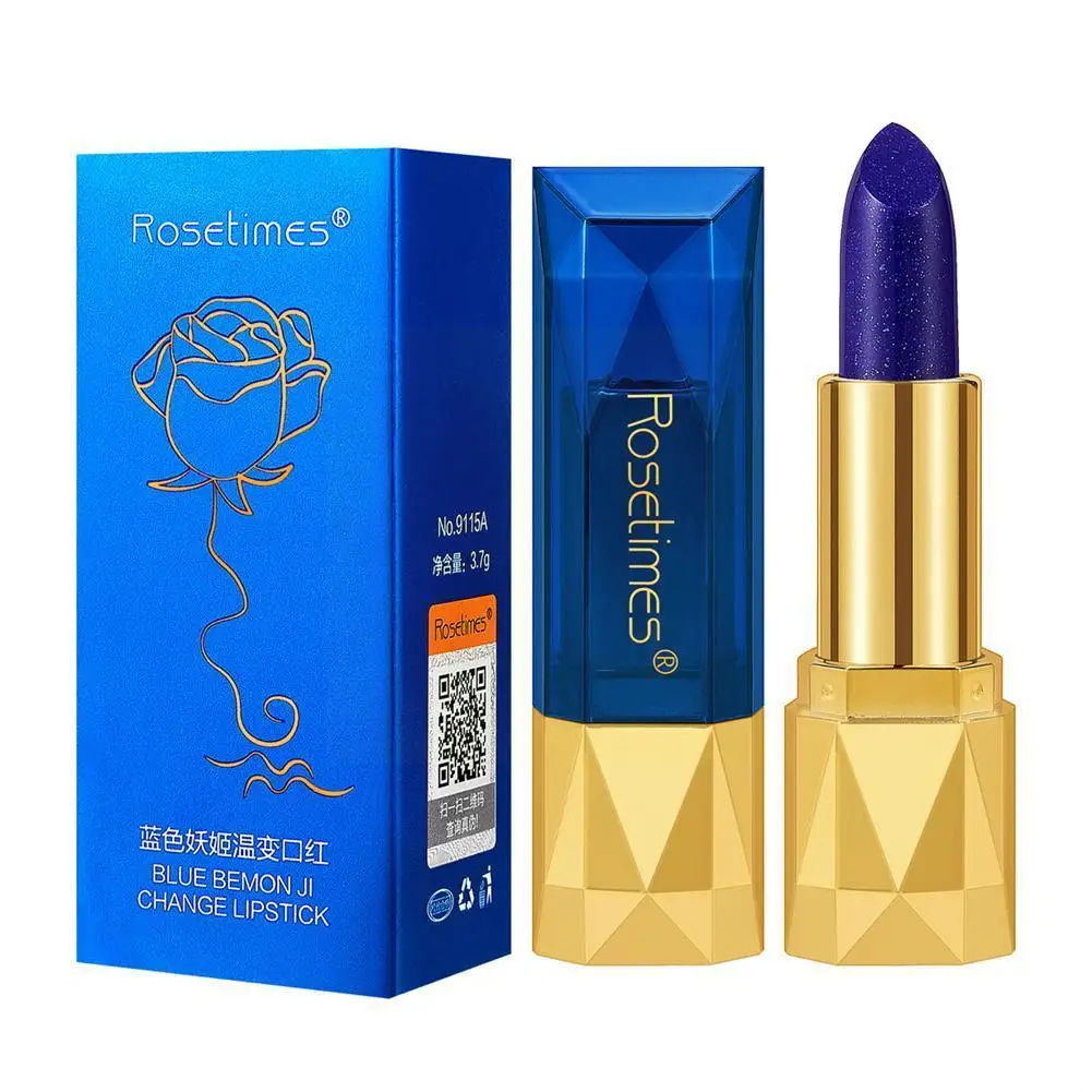 Blaue Rose Lippenstift Temperatur Farbwechsel Lippen feuchtigkeit spendender Glanz sexy Make-up glänzend kostenlos weiblich Versand Lippen Lippenstift ba s3c8