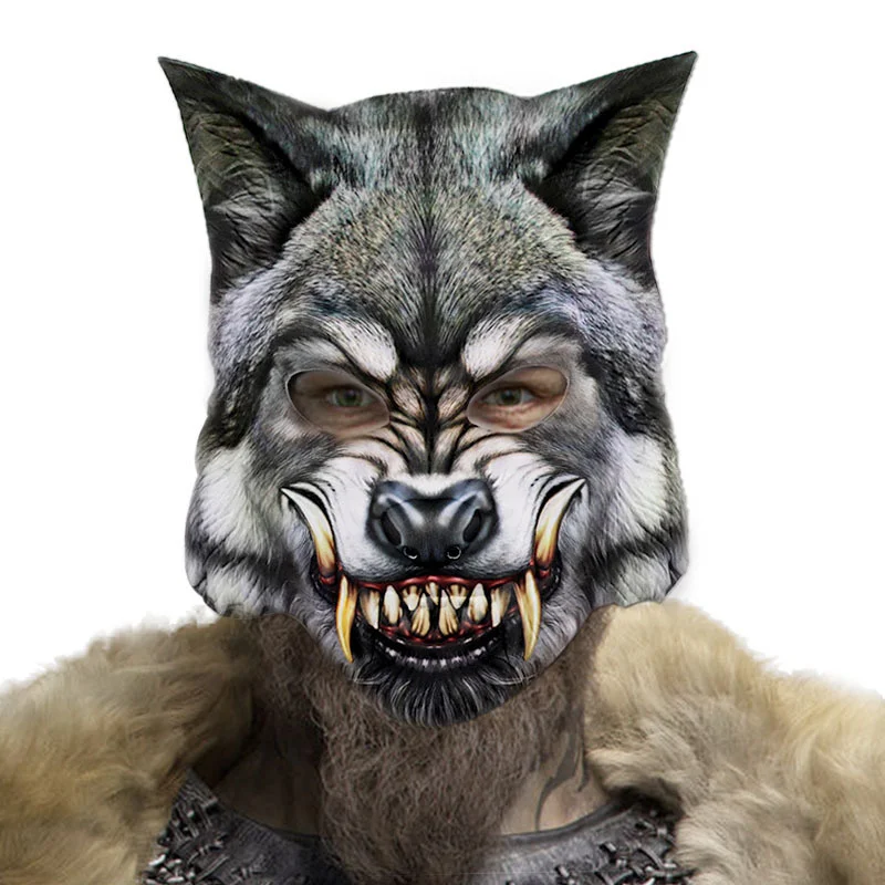 Halloween Wolf Mask Half Face EVA Werewolf Scary for Party Props Movie Theme Costume Carnival