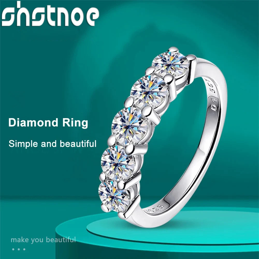 

SHSTONE D Color 4mm Moissanite Diamond Rings for Women Classic Match Wedding Eternity Band with GRA s925 Sterling Silver Ring