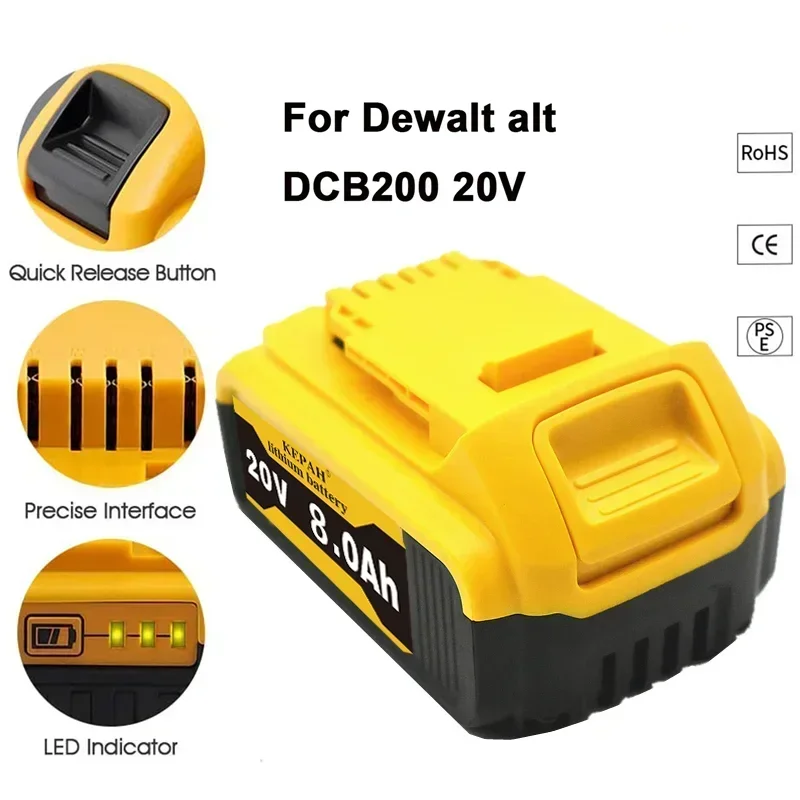 New 100% Original 12000mAh 20V for Dewalt Power Tool Battery DCB206 20V 18.0Ah Battery DCB206 20V Battery DCB205 DCB200