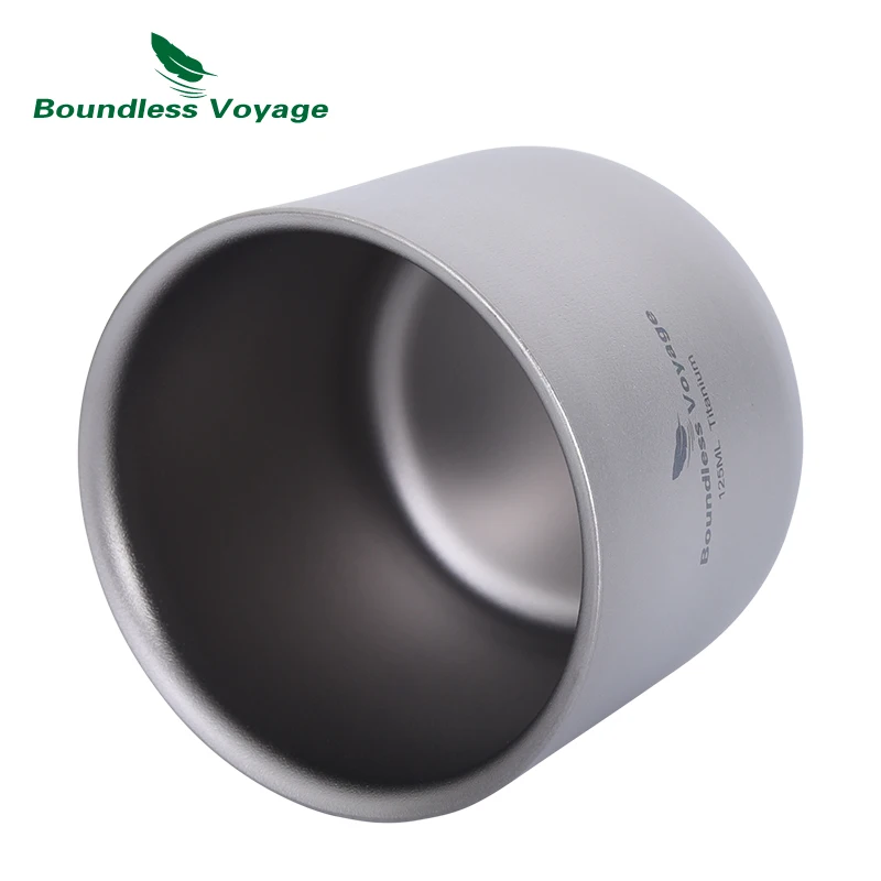 Boundless Voyage 125ml Titanium Beer Tea Cup Double-Layer Anti-scalding Milk Mug Portable Anti-hot Picnic Drinkware Ti3048D