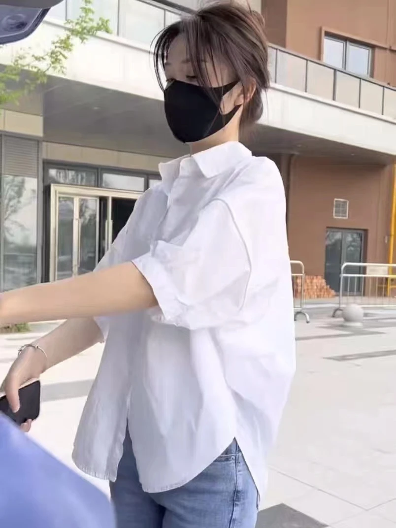 패셔너블한 안티에이징 여름 세트 여성용 하이웨이스트 슬리밍 데님 9피스 투피스 슈트 홍콩 스타일