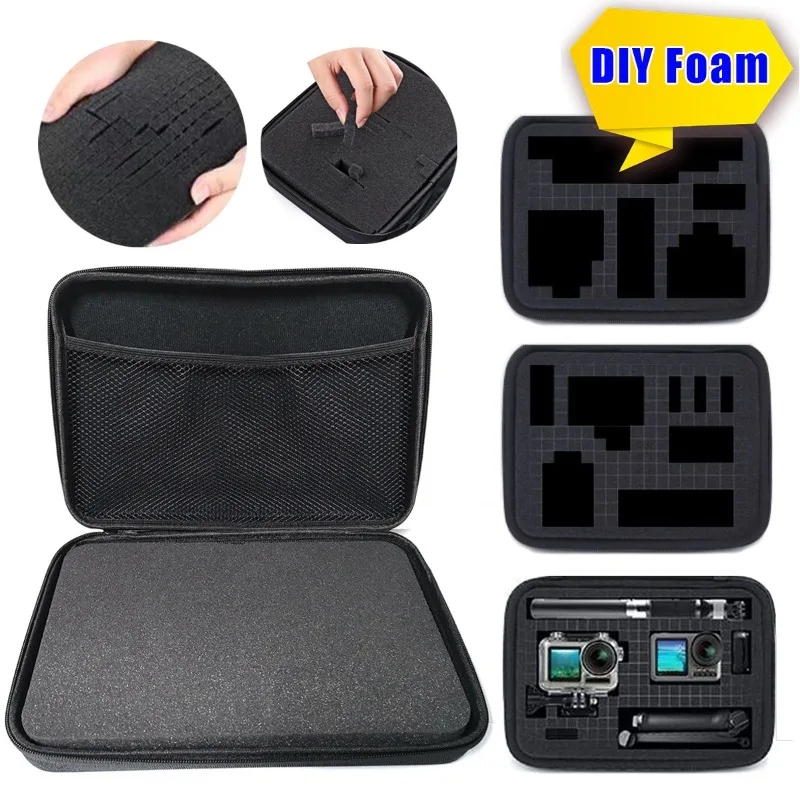 Protective Hard Drive Carry Case Bag with DIY Foam Lightweight Shell Storage Case for GoPro Osmo Cameras Electronics Equipment