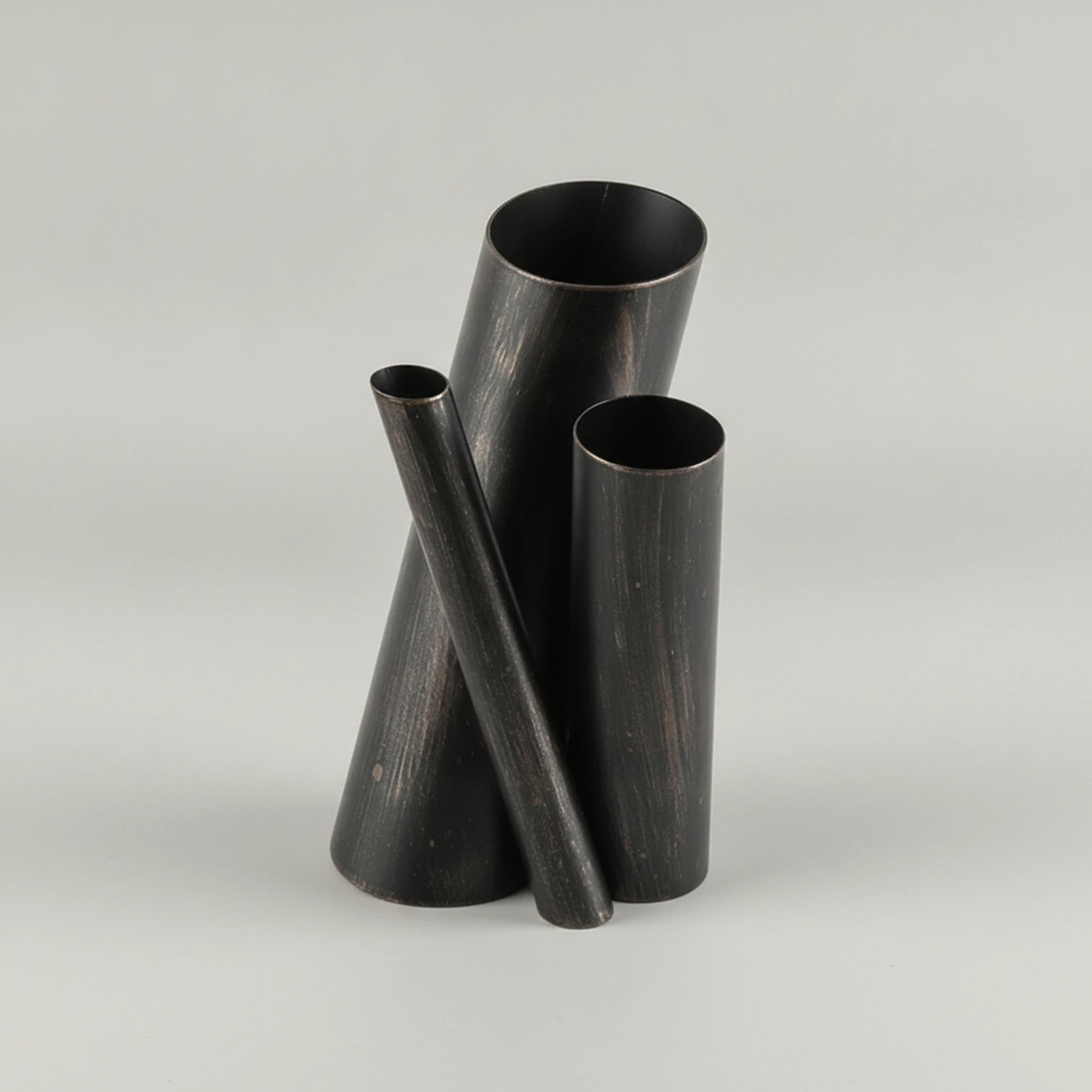 Three-Tube Vase Sculptural Metal Tube Vase Flower Holder Compact Vessel Space-Saving for Decorators, Coffee Table, Entryway