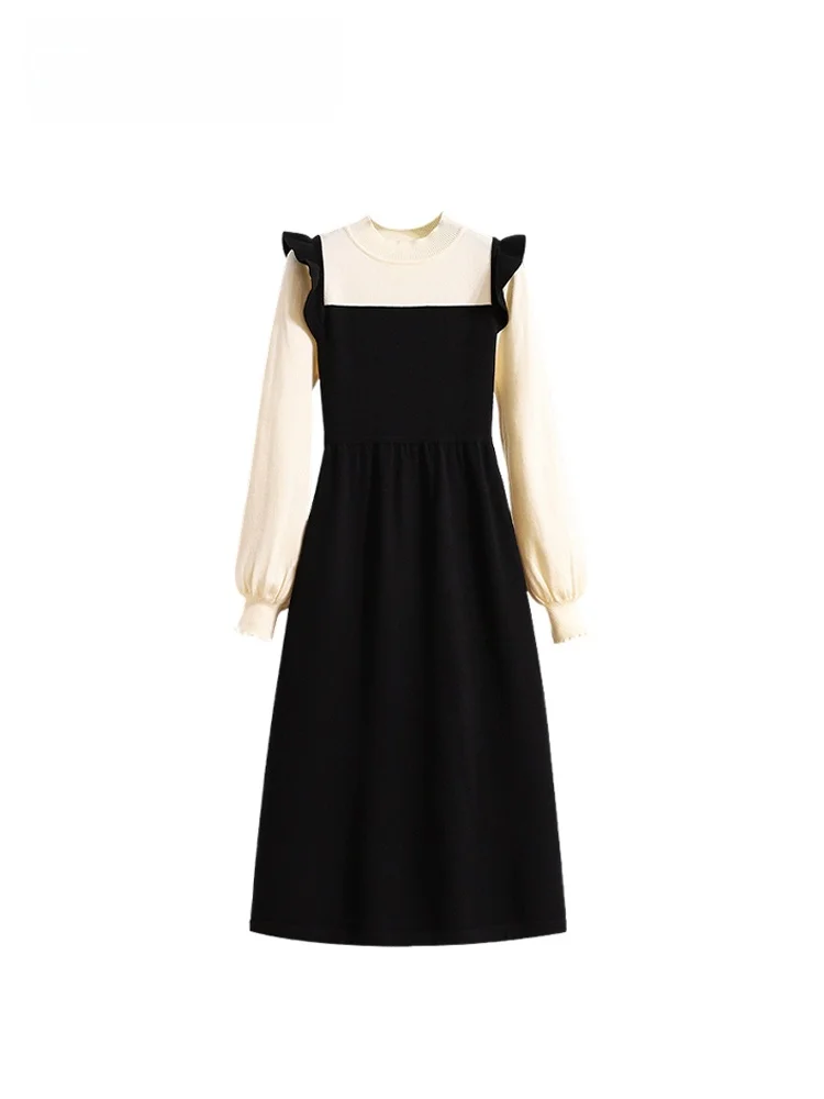 

Casual oulder Length Long Sve Dr Women's plus Size Patchwork A-Line Midi Dr Ci Commute Polyester Fiber round Ne