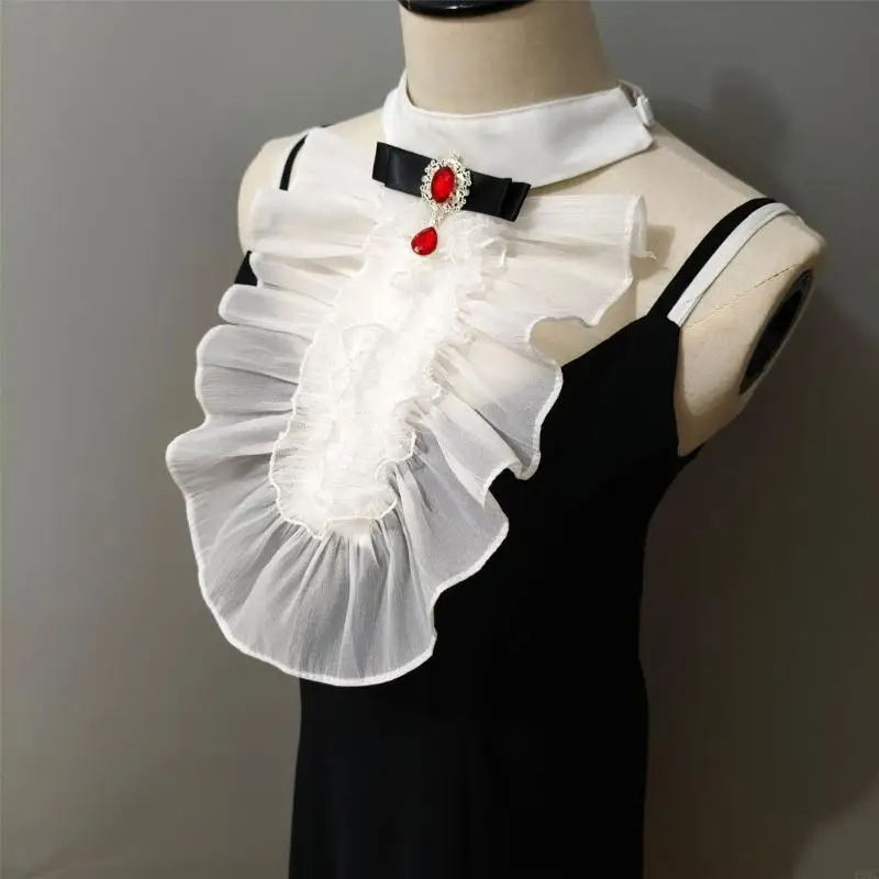 49MC Victorian Colonial Jabot Ruffle Faux Collar Cuffs Renaissances
