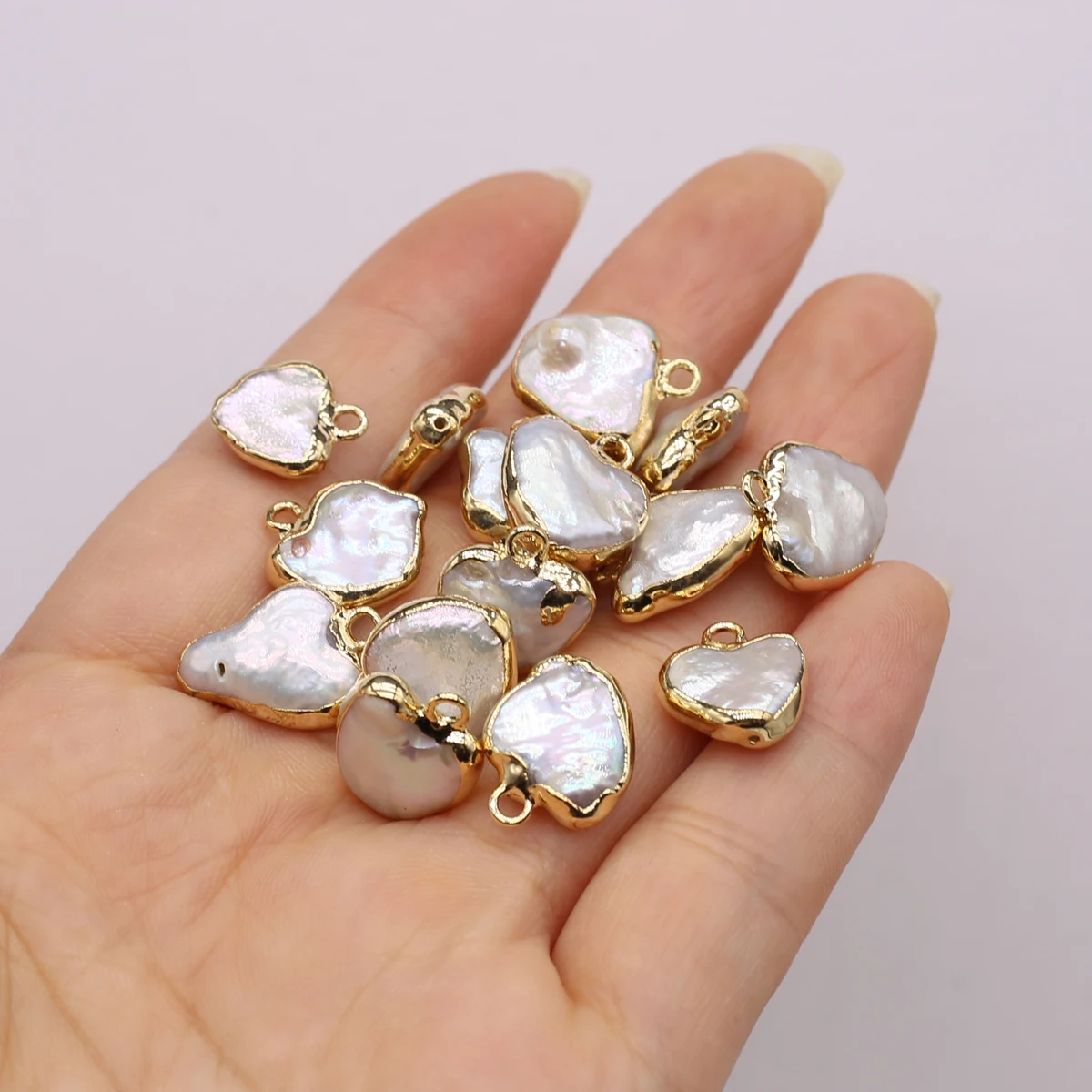 2PCS Natural Pearl Freshwater Baroque Irregular Heart Pendant Jewelry Making DIY Necklace Earrings Accessories Gift 14x12mm