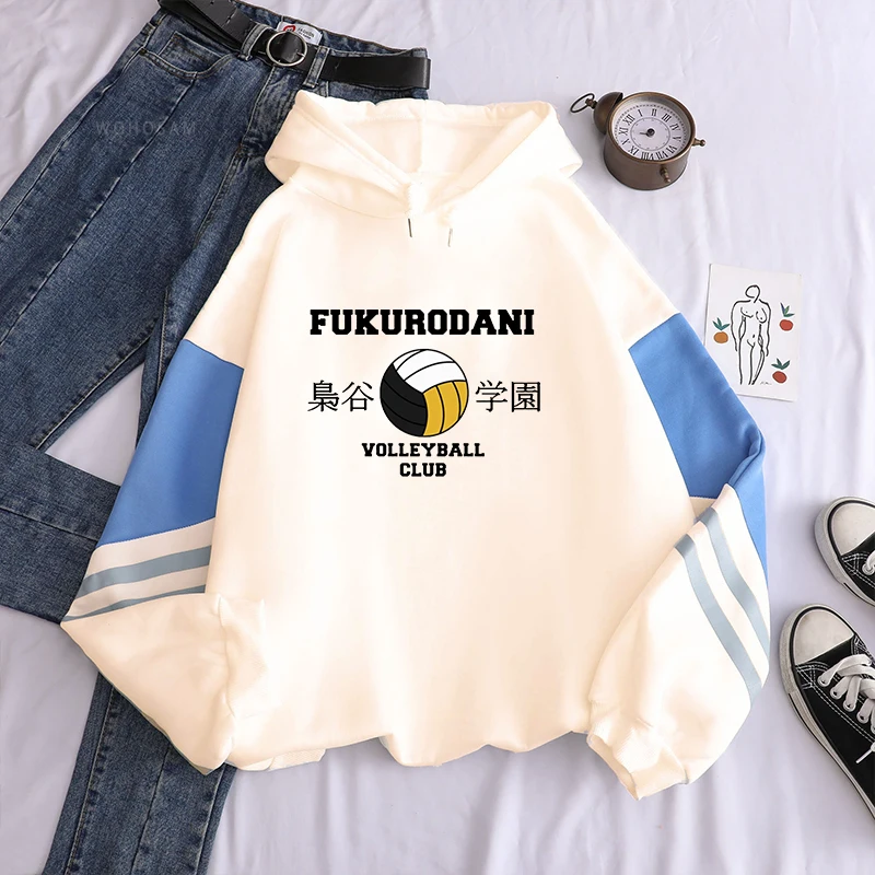 Haikyuu Anime Hoodies Funny Fukurodani Academy Volleyball Club Cartoon Logo Graphics Unisex Oversized Winter Long Sweatshirts