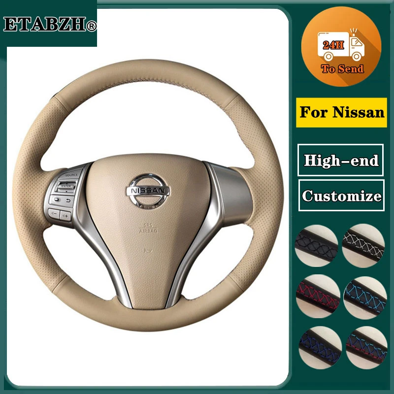 Braid Car Steering Wheel Cover For Nissan Teana L33 Altima Rogue Qashqai X-Trail J11 T32 Navara Terra Steering Wrap Accessories