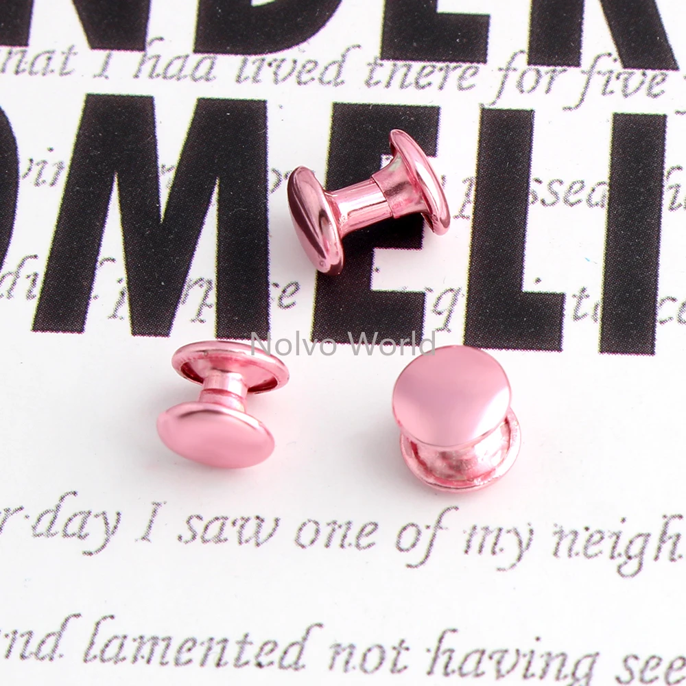10/40/200PCS 8x6mm,8x8mm Pink Round Double Cap Rivets Stud Rivet For Leather Craft Bags Belt Clothes Nailhead Stud Accessories