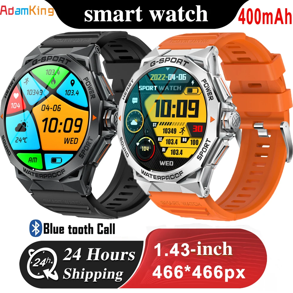 

2024 New Men Outdoors Sports 1.43" AMOLED Screen Smartwatch Blue Tooth Call Heart Rate Blood Oxygen Waterproof Women Smart Watch