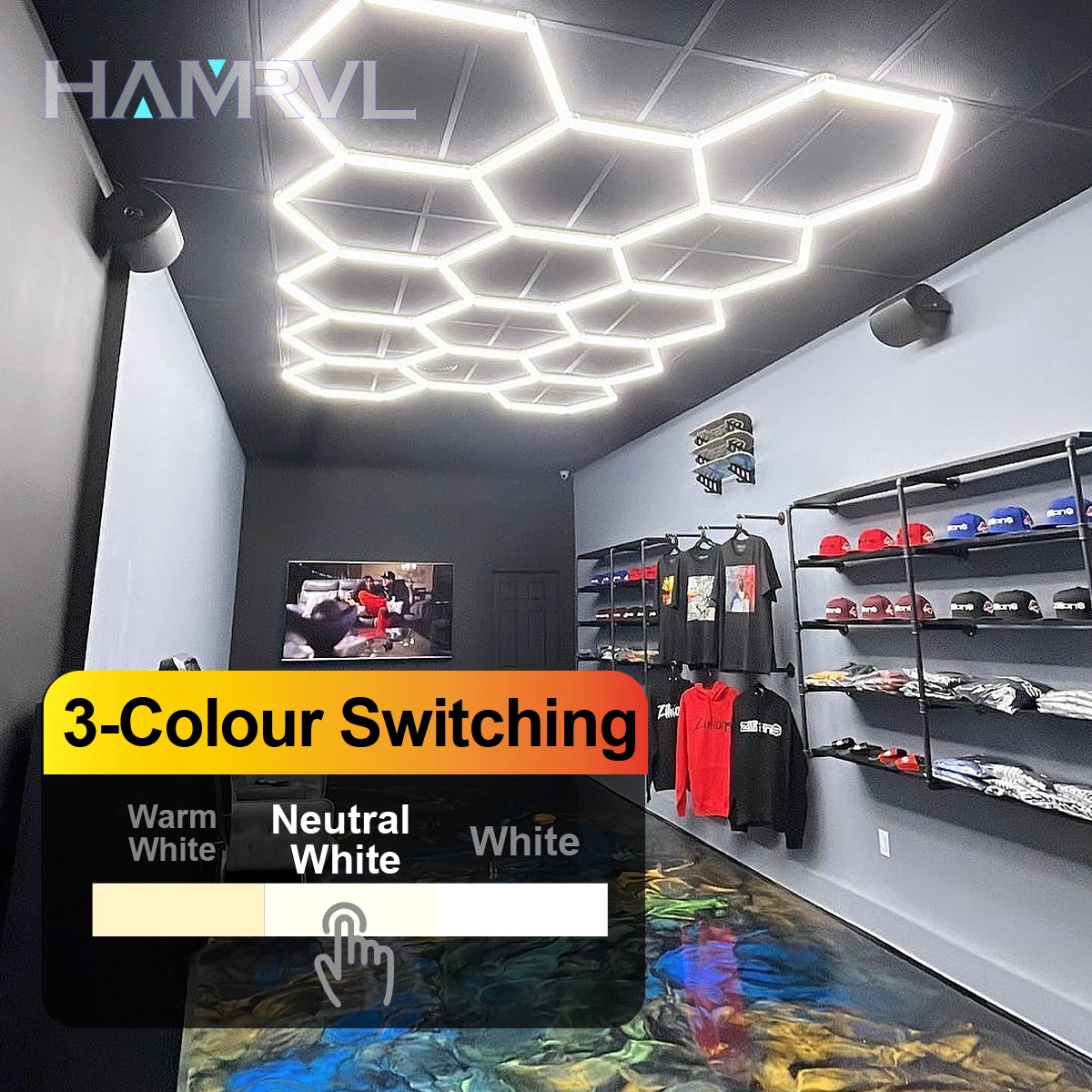 3-Colour Switching hexagon led lighting garage Barbershop Honeycomb Light  Lighting Barber Shop Living room Warehouse Cloakroom