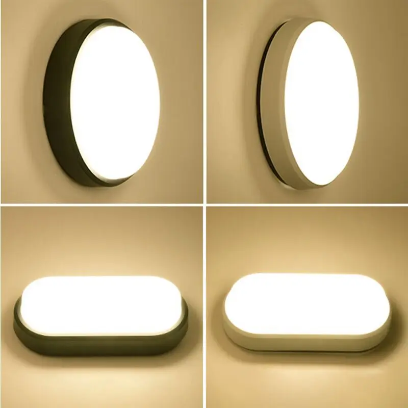 16W 20W Outdoor LED Wall Lamp Garden Porch Surface Mounted Oval Sconce Lighting Bathroom Moistureproof Ceiling Light 110V 220V