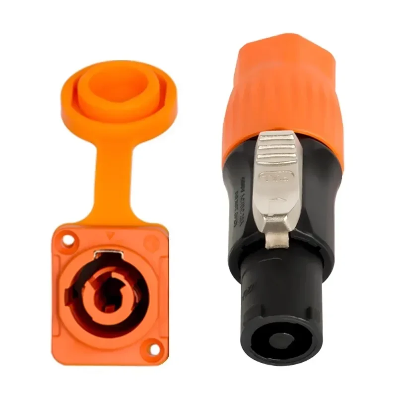 3Pins Orange 20A IP65 Waterproof power plug socket stage beam light three-core power cord led display Aviation plug