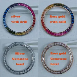 DTN- Color diamond case bezel Men's watch parts, non-luminous ceramic bezel insert 39.3*31.5mm, 12s