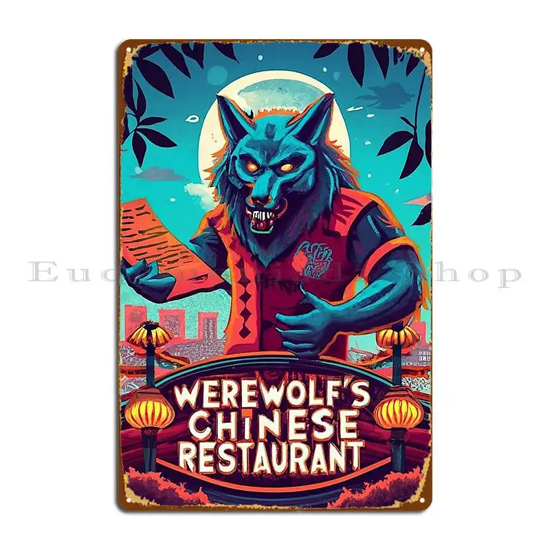 Werewolf S Chinese Restaurant Design 1 Joeneckbone Metal Sign Pub Mural Funny Pub Plates Custom Wall Decor Tin Sign Poster