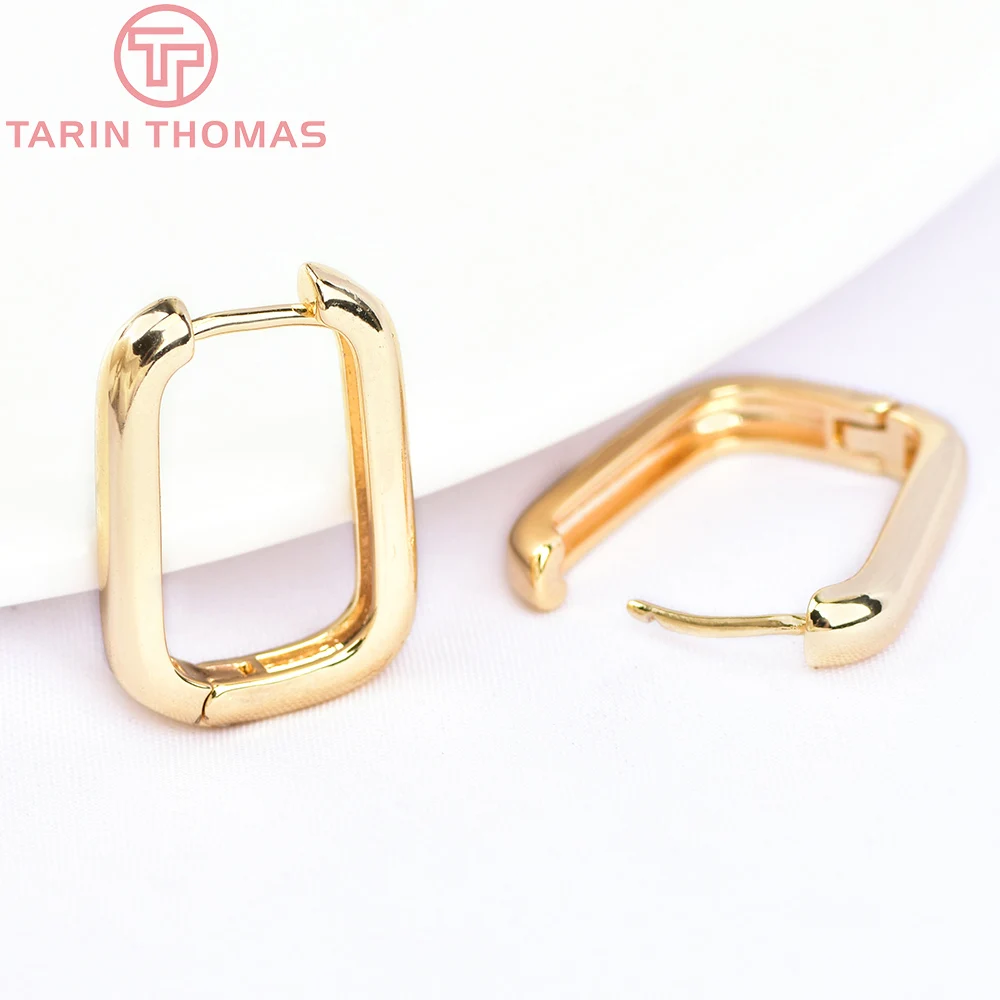 

(5934)4PCS 14.5x20MM 24k Gold Color Brass Rectangle Earrings Hoop DIY High Quality Jewelry Making Findings Accessories Wholesale