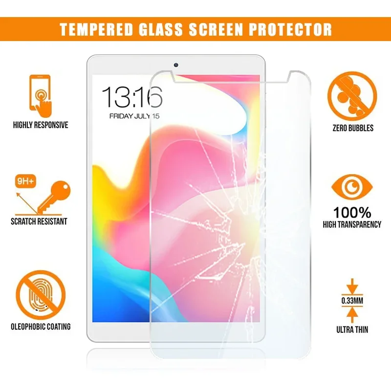 

For Teclast P80 Pro Tablet Tempered Glass Screen Protector 9H Premium Scratch Resistant Anti-fingerprint HD Clear Film Cover