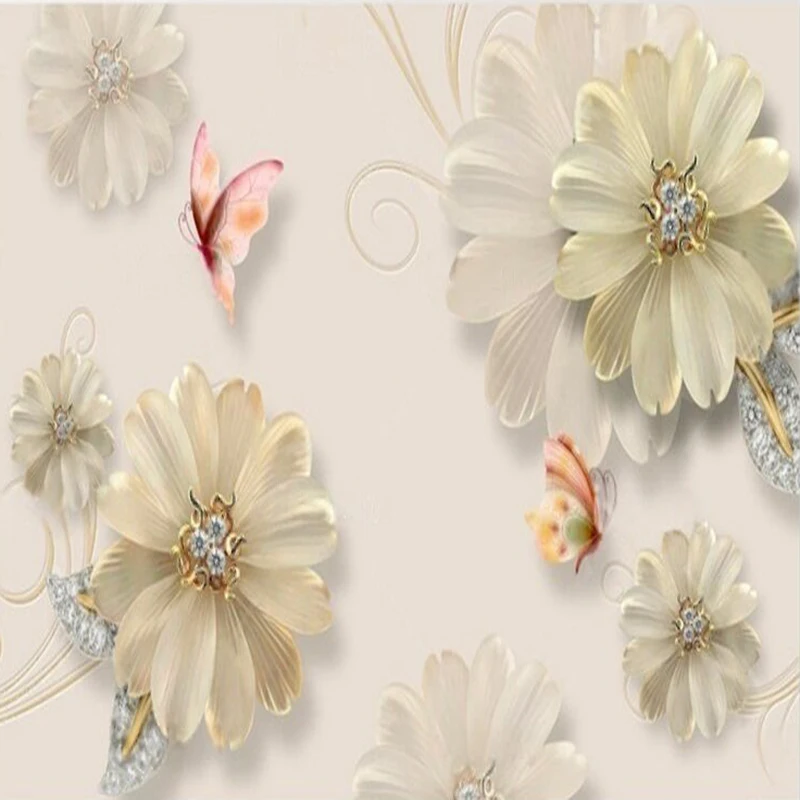 مجوهرات زهرة الفراشة المرسومة يدويًا بألوان مائية حديثة وبسيطة، ورق حائط لخلفية غرفة النوم لتزيين المنزل الفاخر