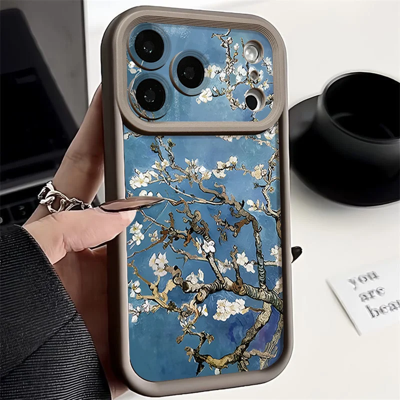White Flowers Branches Case For iPhone 17 Pro Max Funda iPhone 16 Pro Max 11 12 13 14 15 16E 18 Shockproof Silicone Soft Cover