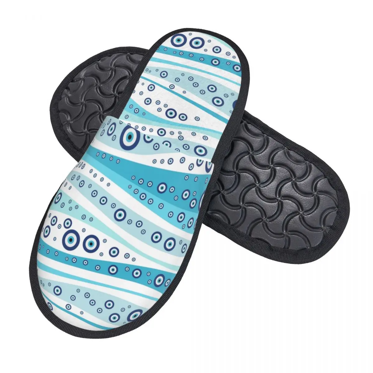 Nazar Turkish Evei Eye Wave Comfy Scuff With Memory Foam Slippers Women Spa House Shoes