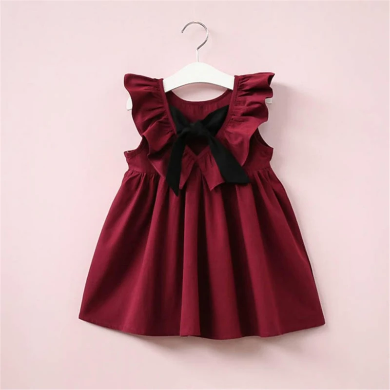 Summer Sundress Cute Baby Girls Bowknot Short Mini Vest Dress Toddler Kids Pleated Halter Casual Dresses Sleeveless Outfit