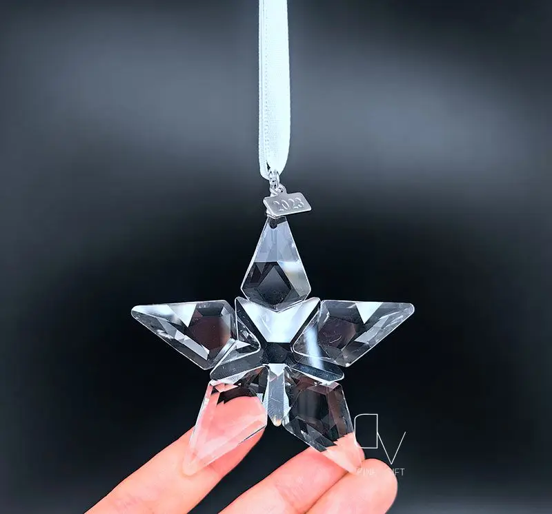 new 2023Austrian Crystal Star Snowflake Car Pendant Christmas Charms Hanging Ornaments Decoration white gold color craft gift