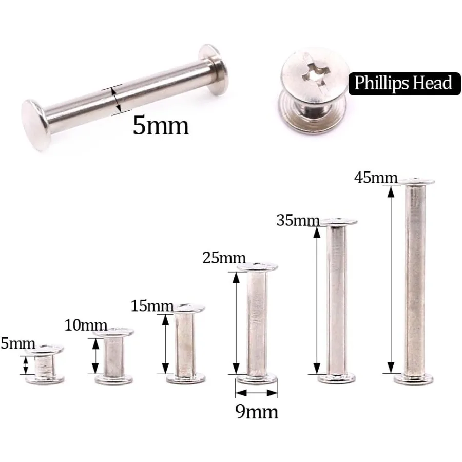 240Pcs 120 Pair M5 x 5 10 15 25 35 45 Phillips Chicago Binding Screws Scrapbook Photo Albums Binding Screws Screw Post Extender