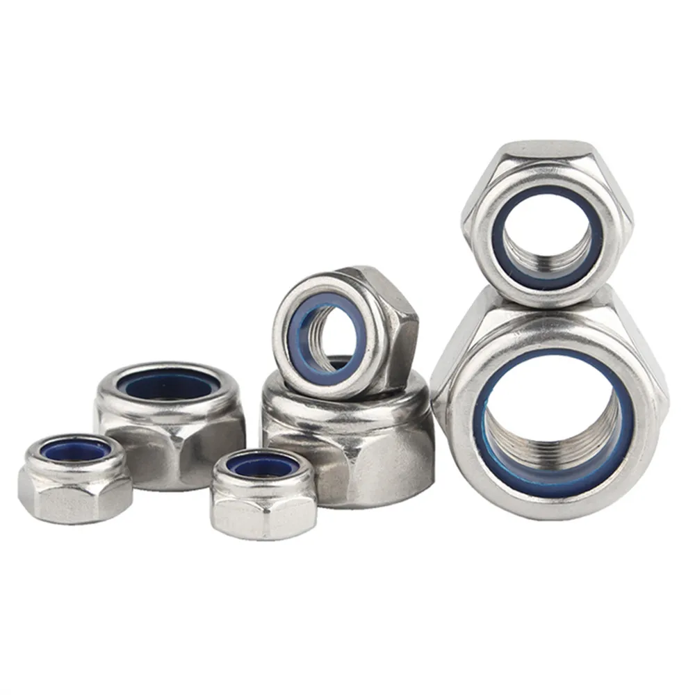 M3 M4 M5 M6 M8 M10 M12 304 Stainless Steel Hex Nylon Insert Lock Nut Self-locking Locknut