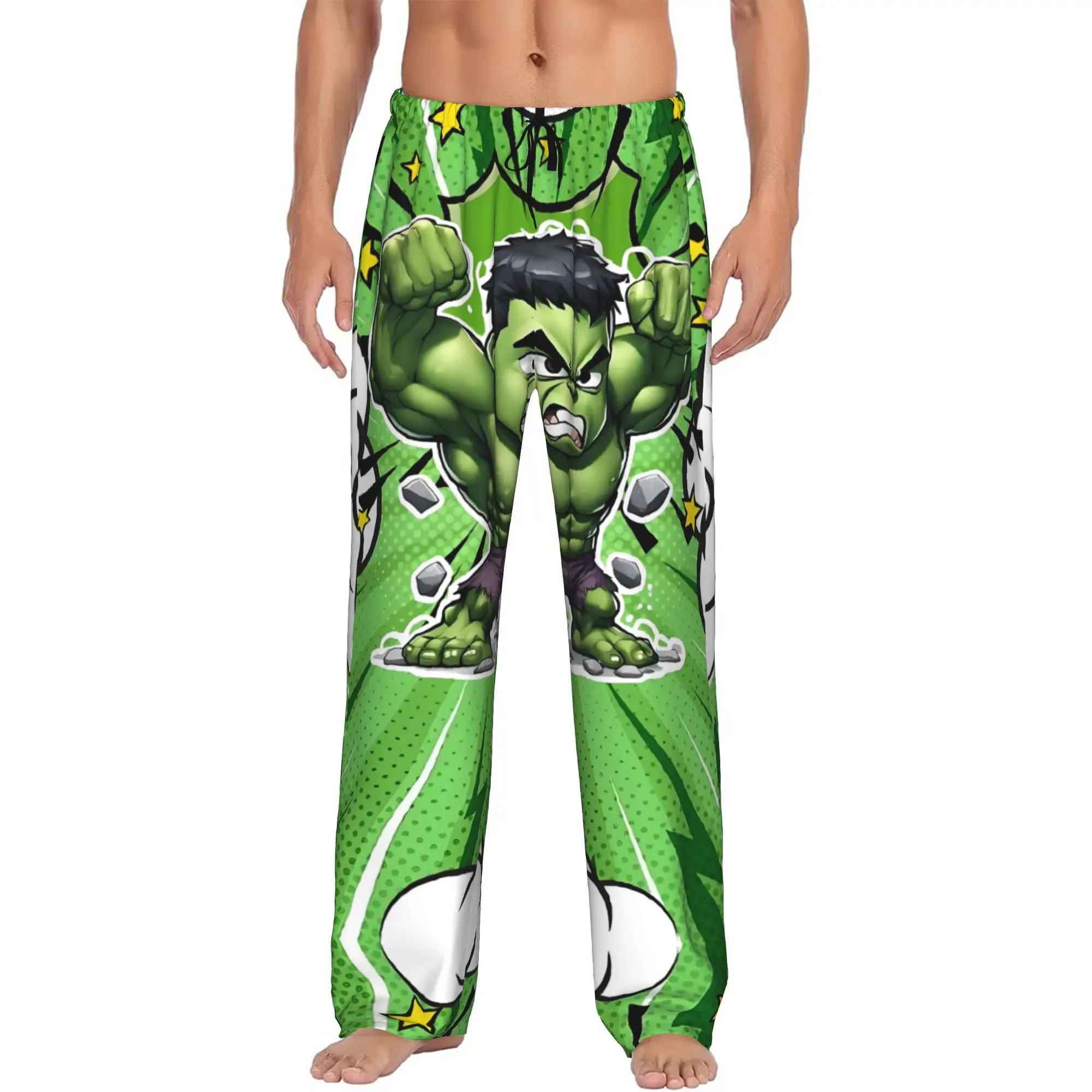 

Custom Men H-Hulk Comic Art Pajama Pants Print Superhero Sleep Sleepwear Bottoms with Pockets