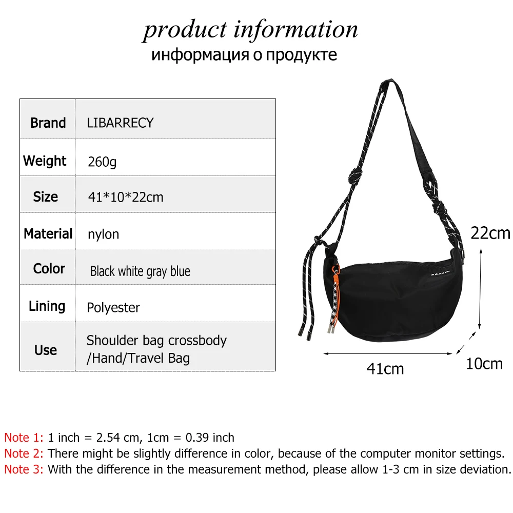 Casual Nylon Crossbody Bag for Women Design Younth Unisex Shoulder Bag Large Capacity Tote Lady Travel Shopper Bag Female Purses