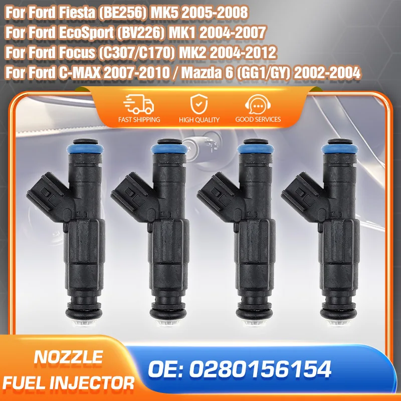 

Set of 4pcs Fuel Injectors Nozzle For Mazda 6 2002-2004 Ford Focus Ford Fiesta Ford EcoSport Ford C-MAX 1.8L 2.0L 0280156154
