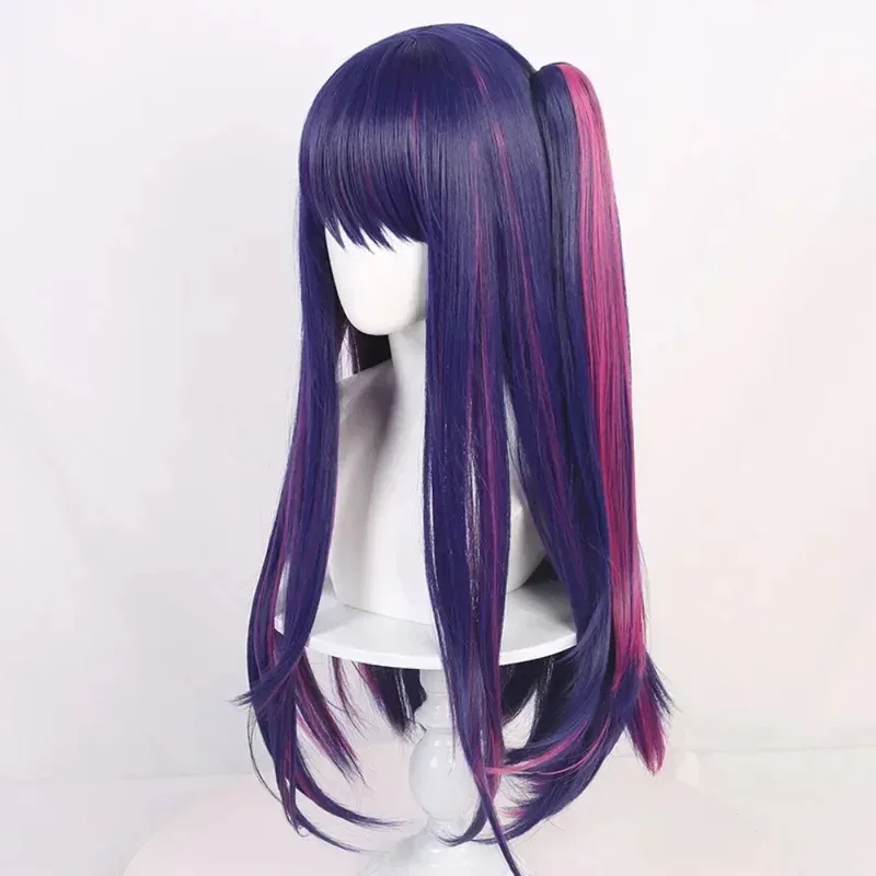 Hoshino Ai I Push The Kid Anime Cosplay Wig Highlights Purple Blunt Bangs Synthetic Long Straight Wig Cosplay Starry Love Wig