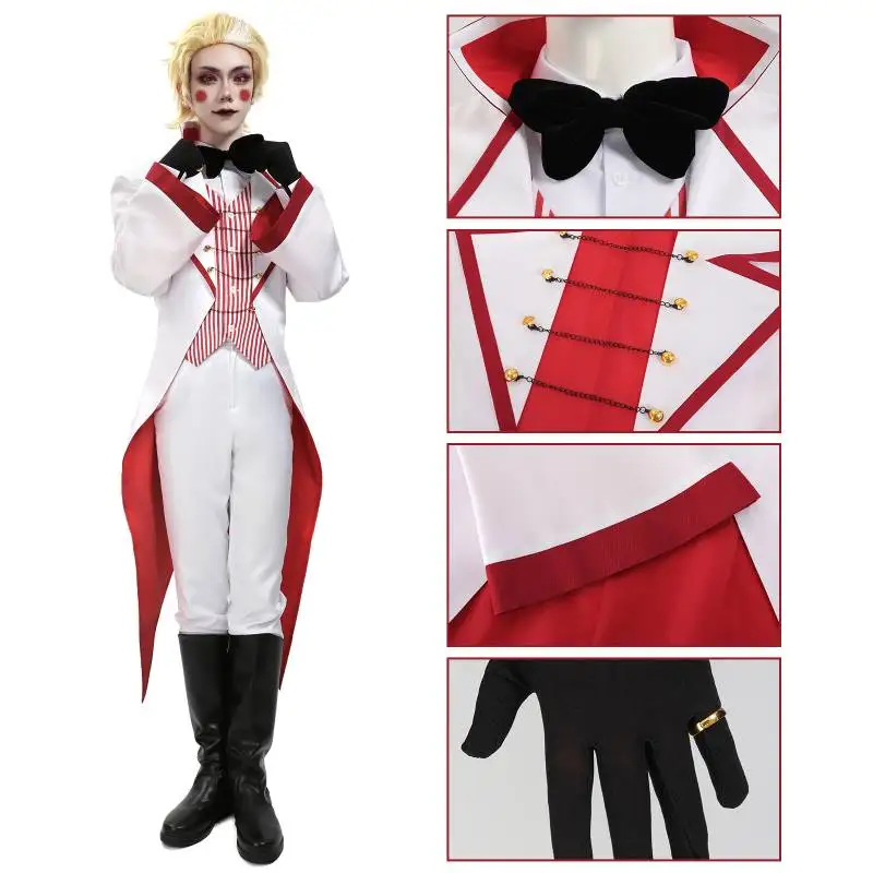 DAZCOS Men Lucifer Morningstar Cosplay Costume With Tuxedo Coat Vest Pants Full Set Outfit Halloween Christmas Carnival Birthday