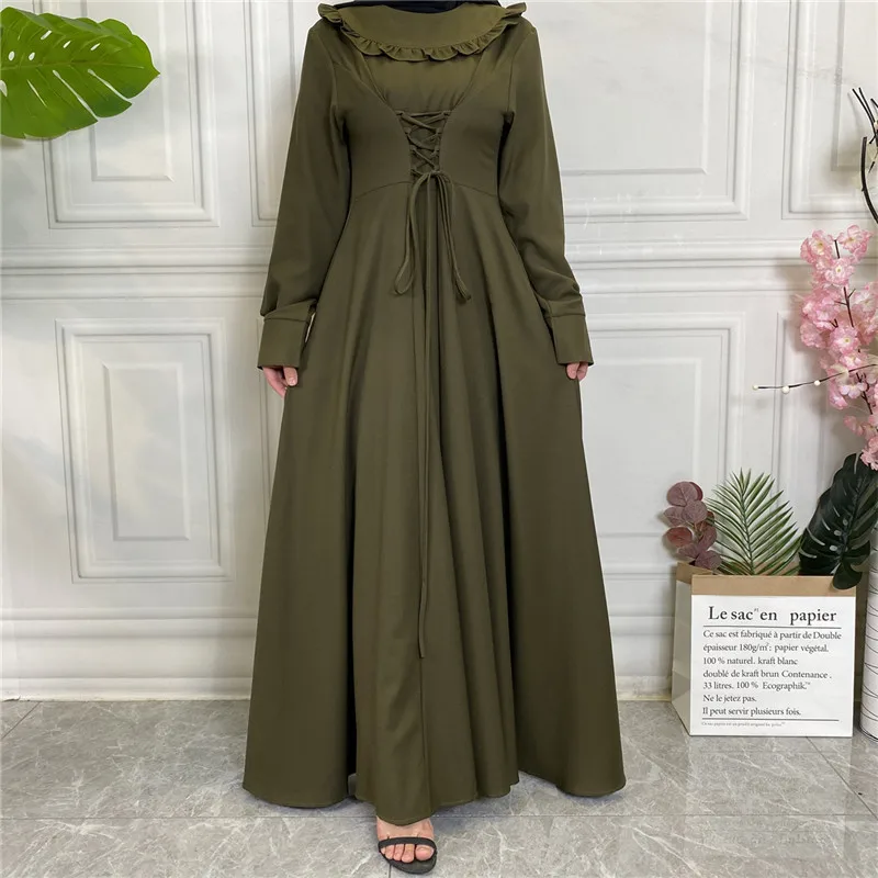 

Ethnic Muslim Women Long Dress Long Sleeve Spring Autumn Arab Abaya Islamic Kaftan Maxi Robe Turkey Middle East Ramadan Fashion