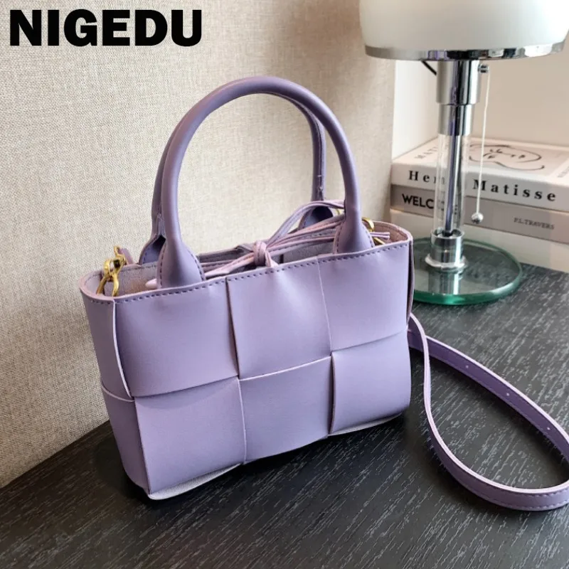 Fashion weave women handbag and purse Luxury Designer Lady Shoulder Satchels Bags PU Leather small Totes ladies Crossbody Bag