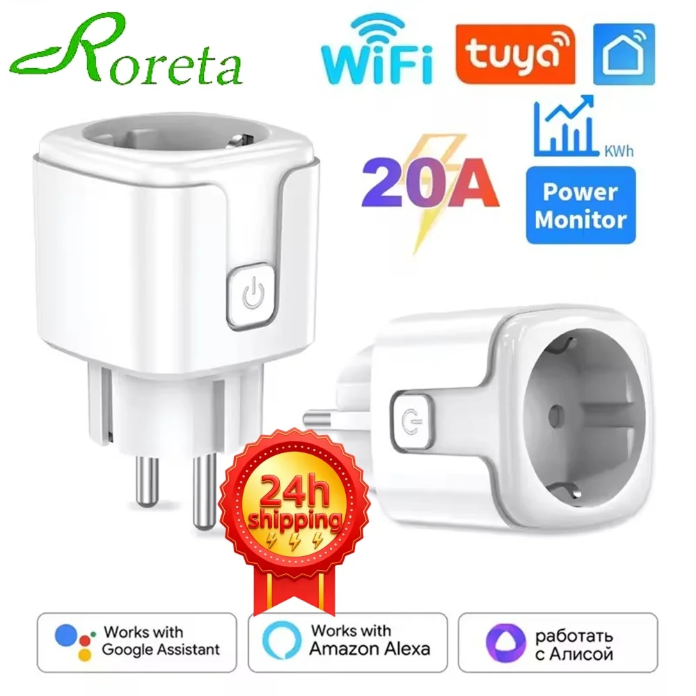 

Tuya WiFi/Zigbee Smart Plug EU Socket 16A/20A Power Monitor Timer Remote Voice Control Works with Alexa Google Home Smart Life