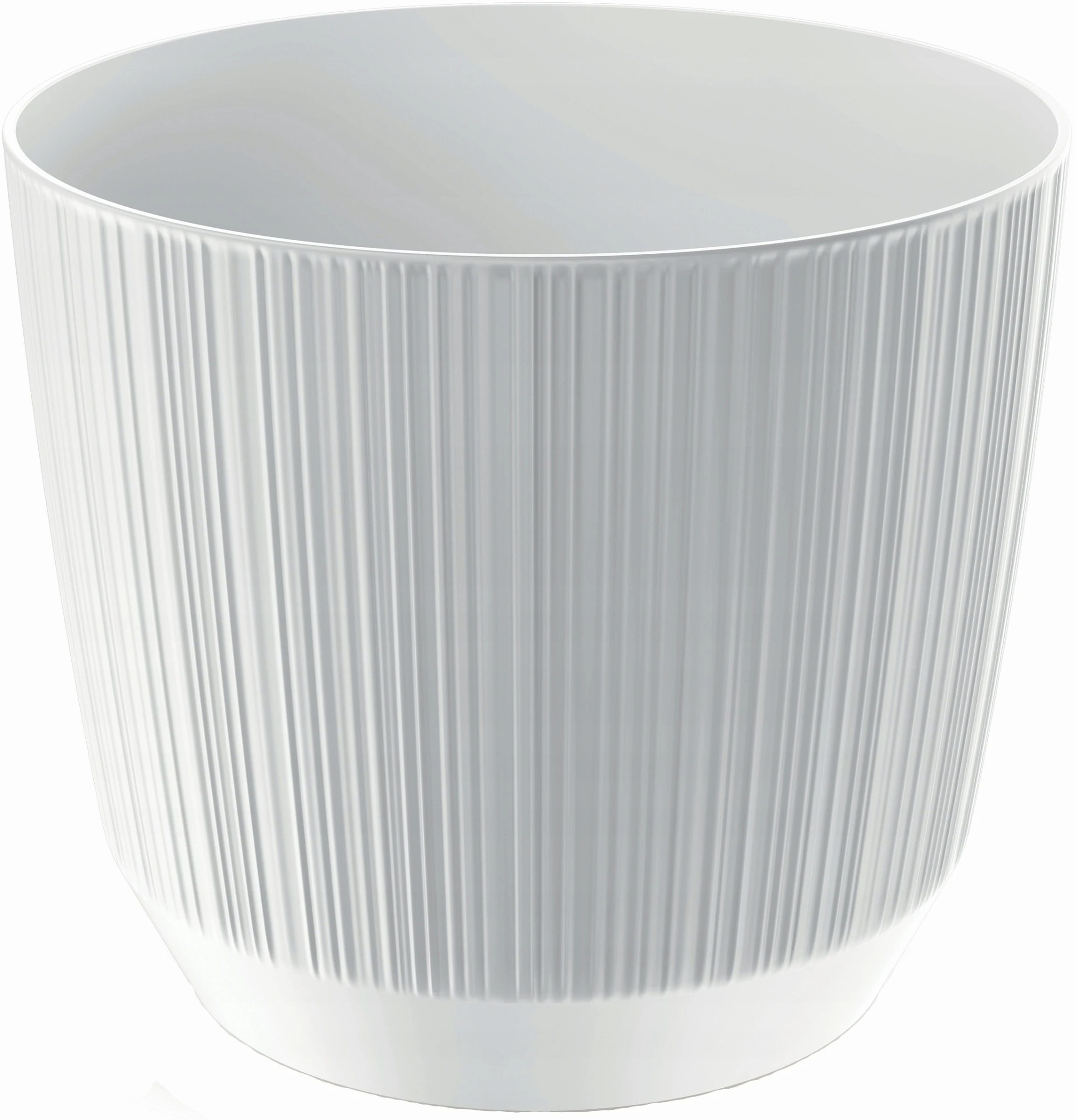 Bloempot Kunststof Ronde Deksel Raffed Wit 19,5 cm Ryfo